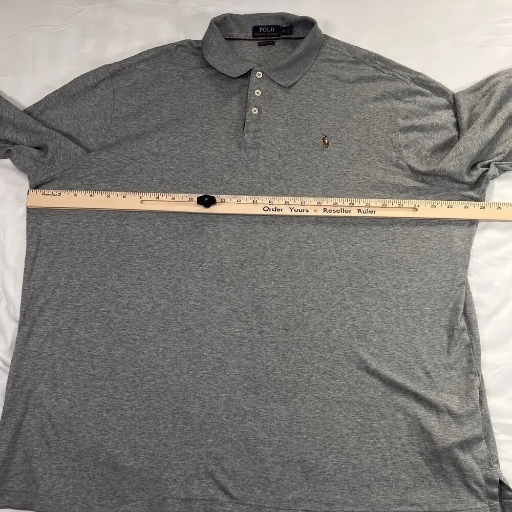 Polo Ralph Lauren Shirt Men Size XXL Gray Long Sleeve Soft Knit Classic Fit Pony